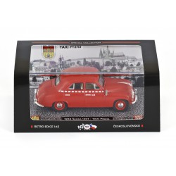 1956 Škoda 1201 TAXI Praha, s vnějším taxametrem − červená − ABREX / Model DEPO 1:43