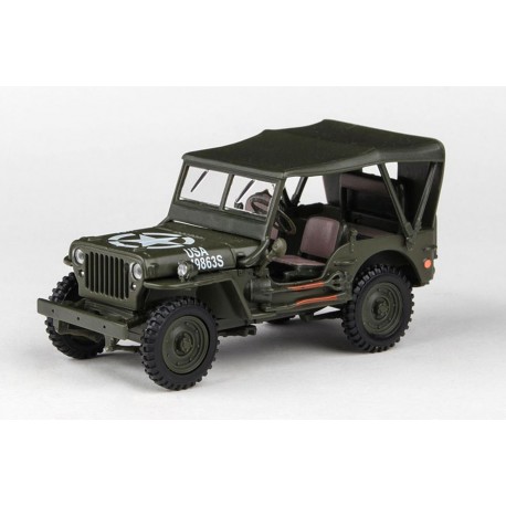 1944 Jeep Willys − 1/4 Ton Military Vehicle − velitelský vůz − Cararama/ABREX 1:43