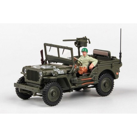 1944 Jeep Willys − 1/4 Ton Military Vehicle − průzkumný vůz − Cararama/ABREX 1:43