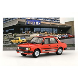 1985 ŠKODA 120 L − červená, bílé doplňky − Export / Tuzex − Abrex/Model DEPO 1:43